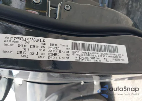 2013 Dodge Journey American Value Pkg z USA, uszkodzony, nr VIN 3C4PDCAB0DT710609